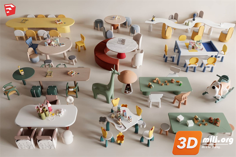 Kid's table and chairs Skp Files 